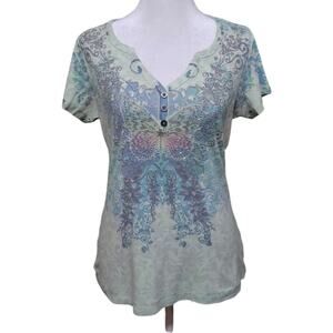 Levi's Vintage Y2K Butterfly Design Short Sleeve Shirt Women's Size Large